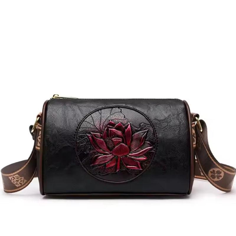 

Винтажная женская сумка через плечо с цветочным принтом - шикарный тисненый дизайн в виде красной розы, легкая застежка-молния - идеальный подарок для мамы на День святого Валентина чёрный