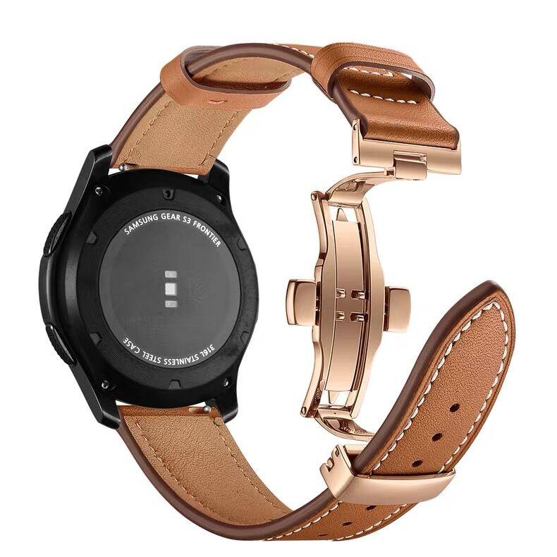 20mm 22mm Leather Band For Samsung Galaxy watch 7 4 6 Classic/5 pro/Active 2/3/42mm/46mm 44mm bracelet Huawei GT/2/4/3 Pro strap