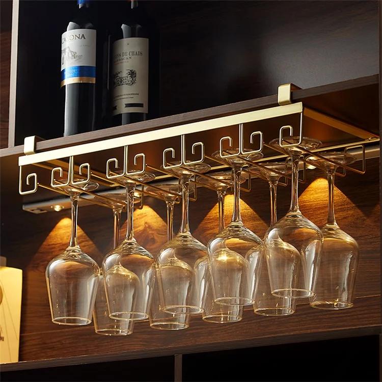 002C066 5 слотов, 10 чашек, стеклянная металлическая полка под шкафом, подвесной держатель для бокалов и бокалов