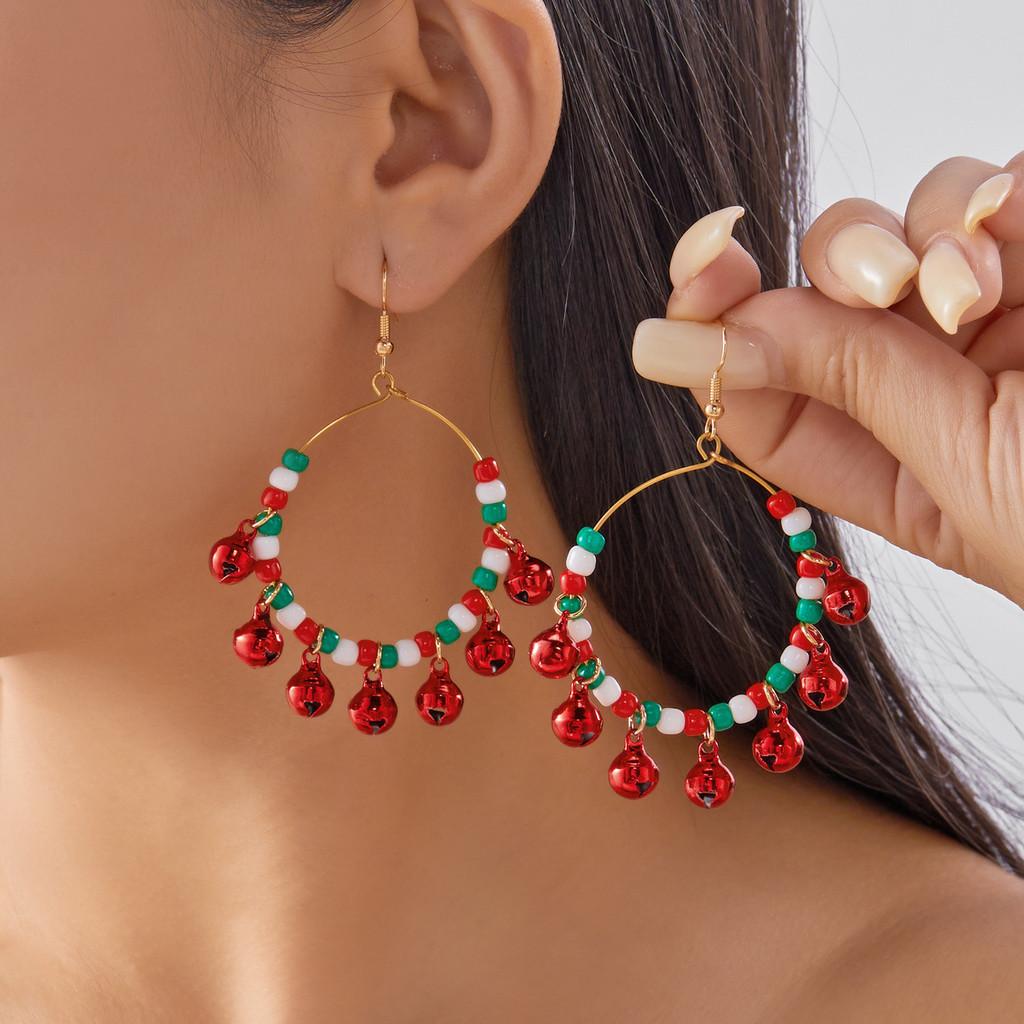 

Holiday Christmas Earrings Alloy With Red And Green Colors For Women Seasonal Jewelry Style F