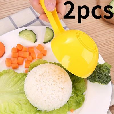 2pcs Yellow Plastic Semi-Circular Rice Shaping Molds-DIY Bento Box &Sushi Rice Mold for Perfectly Shaped Meals,Easy-to-Clean Kitchen Tools for Cooking