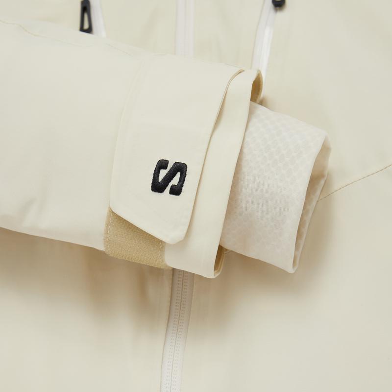 Salomon Brilliant Snow Series Hooded Windproof Waterproof Comfortable Jacket Women jackets Gardenia-White C23339