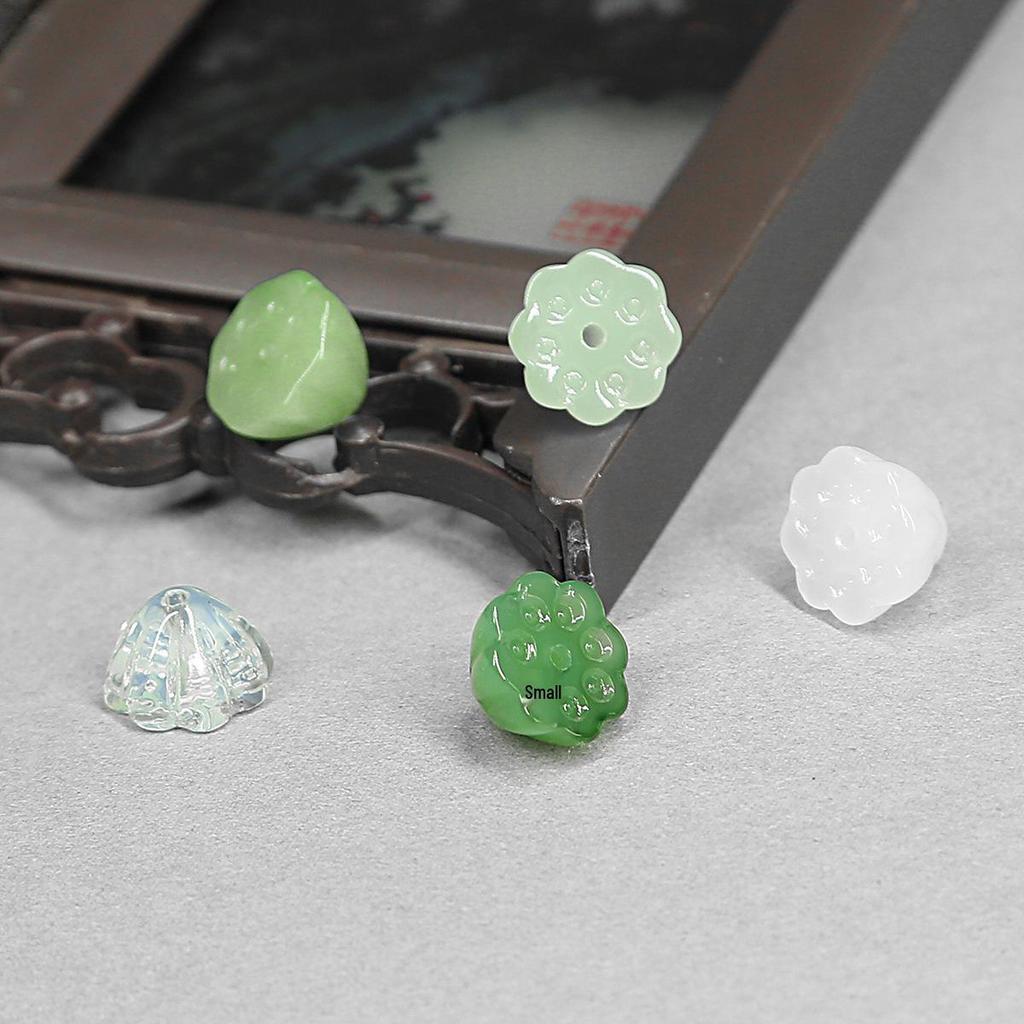 Lotus Pod Hairpin: Ancient Style, Imitation Jade, Lotus Pod Jewelry Loose Beads, DIY Glass Earring Materials
