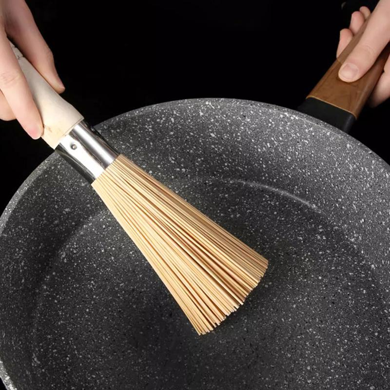 1Pcs Natural Bamboo Pot Brush Long Handle Wok Cleaning Brush Dish Brush Kitchen Tool Supplies For Home Restaurant