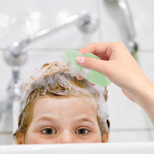 Baby Head Scrubber - Baby Shampoo Brush | Soft Silicone Scalp Comb for Cradle Cap Cleaning, Massage Tool with Suction Cup