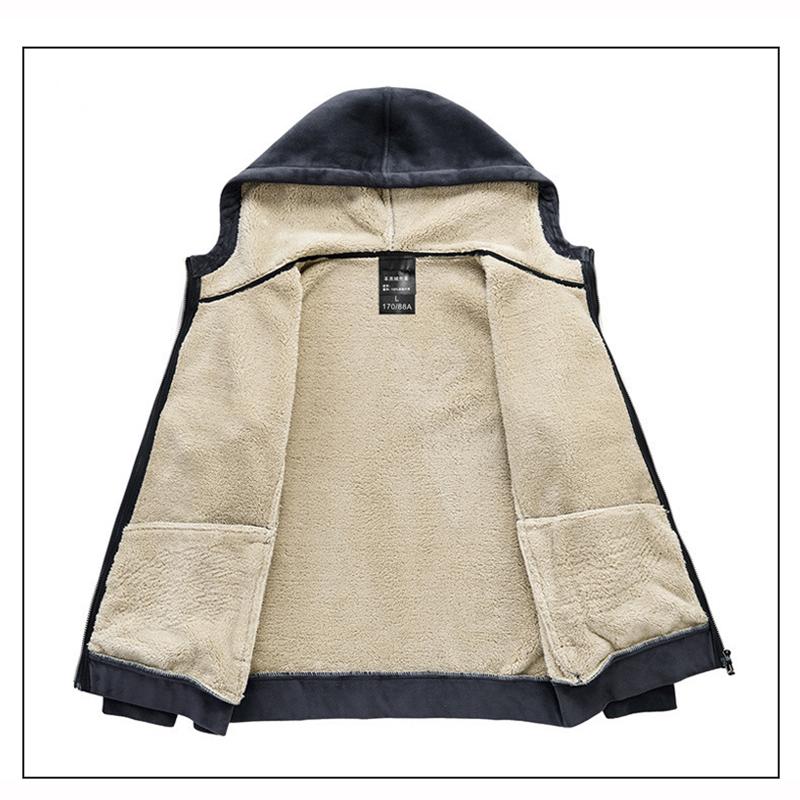 Tracksuit Men's Sets Fleece Thick Hooded Casual Track Suits Men's Sets Jacket Pant Warm Fur Winter Sweatshirt