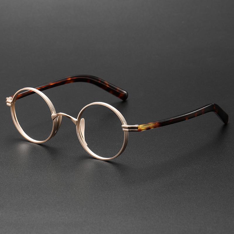 

Retro Brand Design Luxury Round Frame Glasses Frame for Men Women Ultralight Acetate Alloy Anti Blue Light Eyeglasses