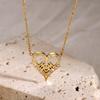 18k Gold Stainless Steel Heart MOM Necklace with Rhinestones, 45+5cm