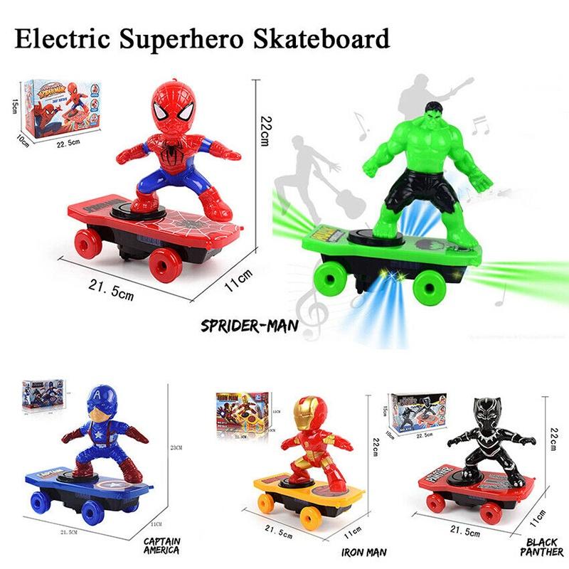 Hrdinský červený elektrický skateboard Spiderman Hračka Pro Děti S Barevnými Světly A Hudbou