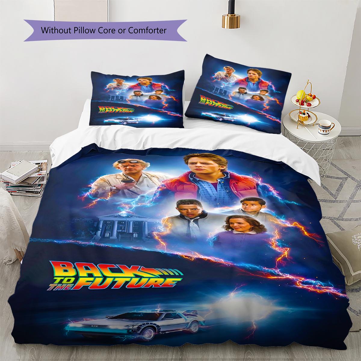 

Back to the Future Pattern Bedding,Quilt Set Quilt Cover Pillowcase Home Birthday Gift (1 * duvet cover + 2 * pillowcase, without core) 135x200cm