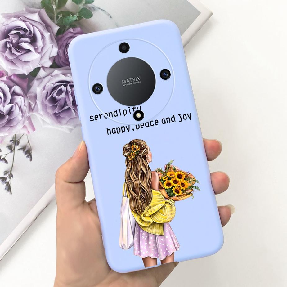 Für Honor Magic6 Lite Hülle Honor X9b Hübsche Mädchen Sonnenblumen Hülle Weiche Silikon Handyhülle Für Honor Magic6 Lite HonorX9b Bumper