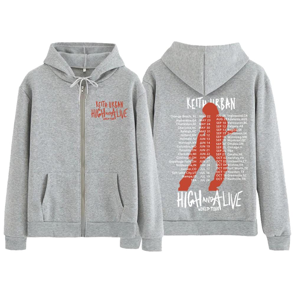 Keith Urban High and Alive Tour 2025 Zip-Up Hoodie Lässiger Reißverschluss-Hoodie Sweatshirt Unisex