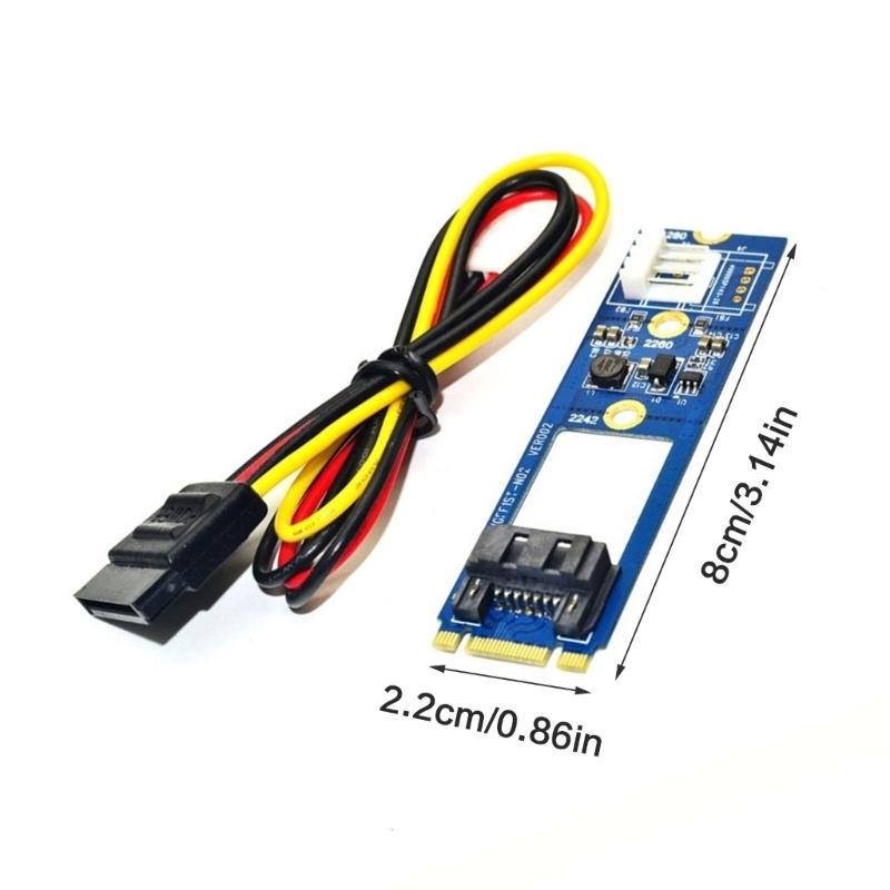 M.2 zu SATA3.0 M.2 7Pin Horizontaler Konverter-Adapterkarte Erweiterungskarte Stromkabel für 2242 2260 2280