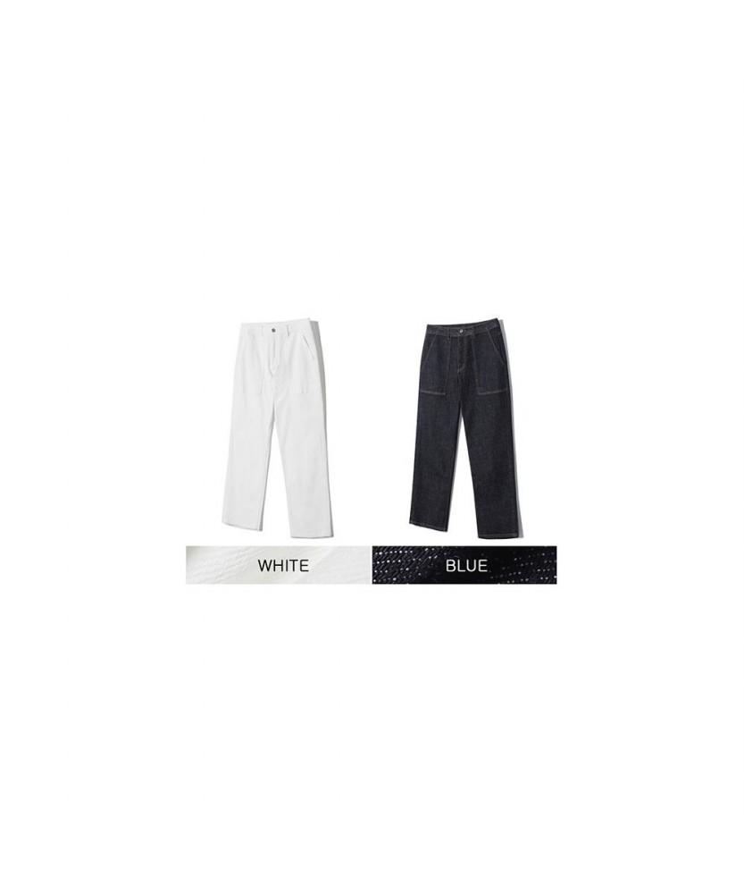 NOTIG One-Pleat Loose Fit Fatigue Denim Pants Blue_Okg3Ptlp101B1