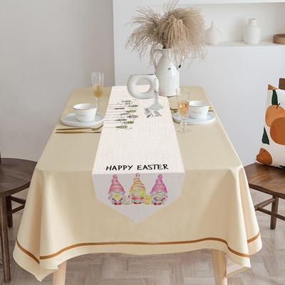 Table Runner Comfortable Touch House Decoration Widely Used Graceful Cute Bunny Easter Table Cloth Household Supply