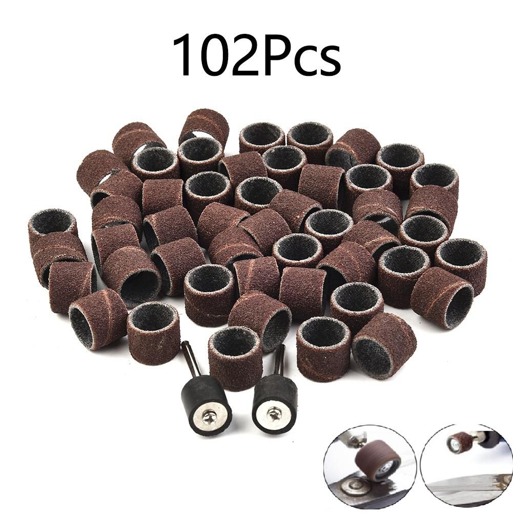 Grinding Sanding Bands 80Grit Drum Sleeves W/ 2 Mandrels Rotary Tool Abrasive Uk