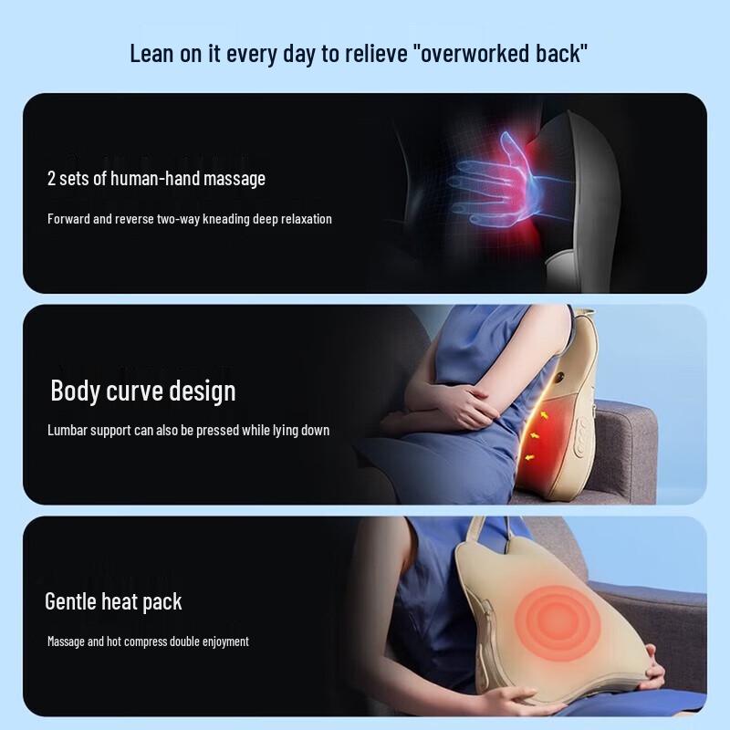 AUX Rechargeable Lumbar & Back Massager Cushion with Heat CN plug (adapter included)