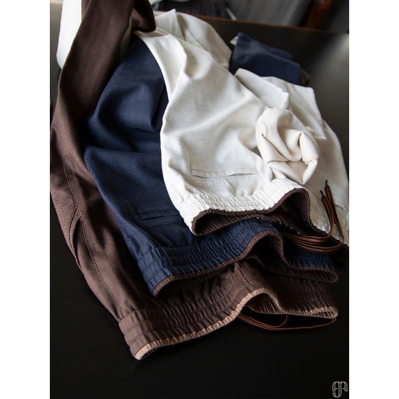 Mens Slim Straight Leg Pants Linen Blend Fleece Lined Warm Casual Sports Trousers