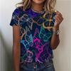 Summer Round Neck 3D Flower Butterfly Pattern Print Top Fashionable Casual Retro Short Sleeved Women's T-shirts