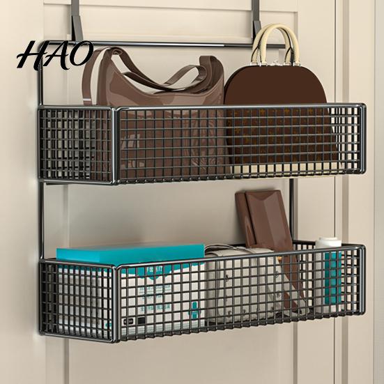 Étagère de rangement suspendue pour chambre à coucher Organisateur de porte avec crochets Construction robuste Conception de cintre en maille Facile à assembler Panier détachable à l'arrière