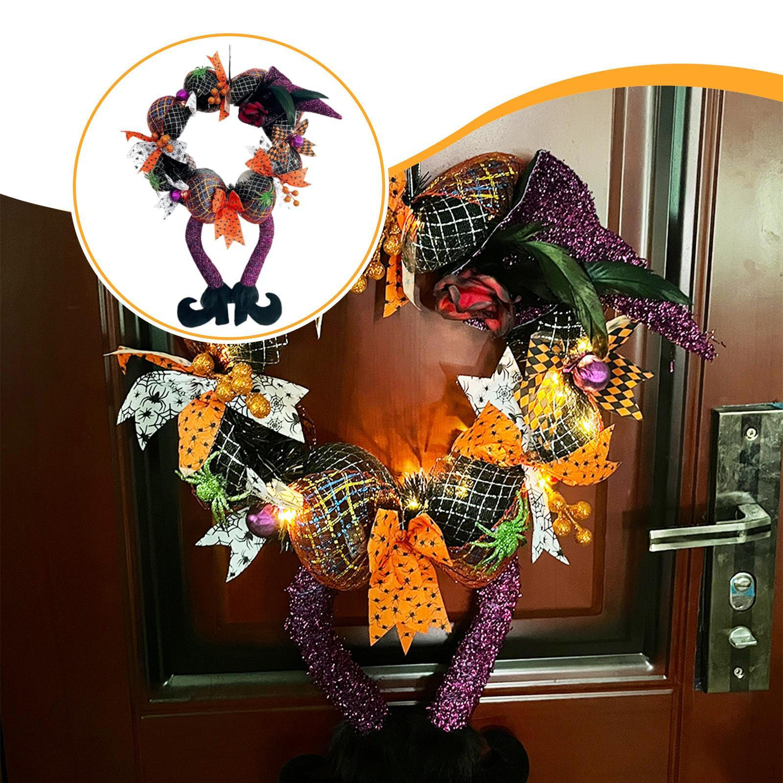 

Хэллоуинский венок, Нога ведьмы, Жуткие праздничные украшения Ручной работы Настенное украшение для двери для окна