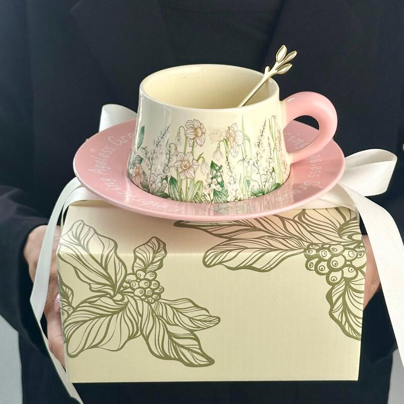 Ally Oil Painting Wind Chime Flower Ceramic Coffee Set