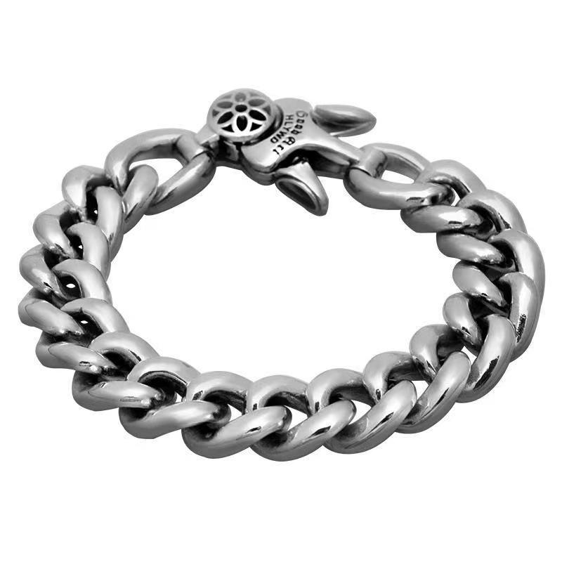 2026 Vintage Einfach Gut Kunst 13,5 mm Schwer Herren Silber Armband Schnalle Ring Trend