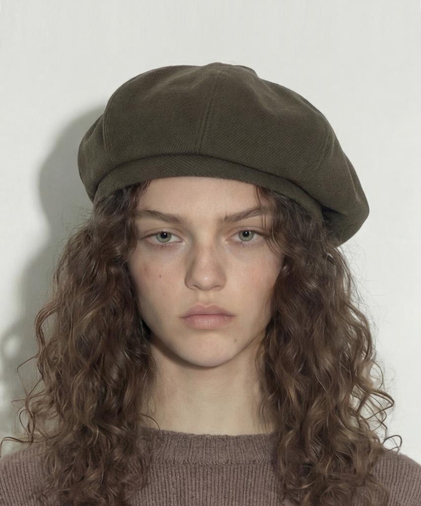 Eondeokeonteulolseutyudio Cotton Beret Bread Beret / Bio H Twill / D Choco