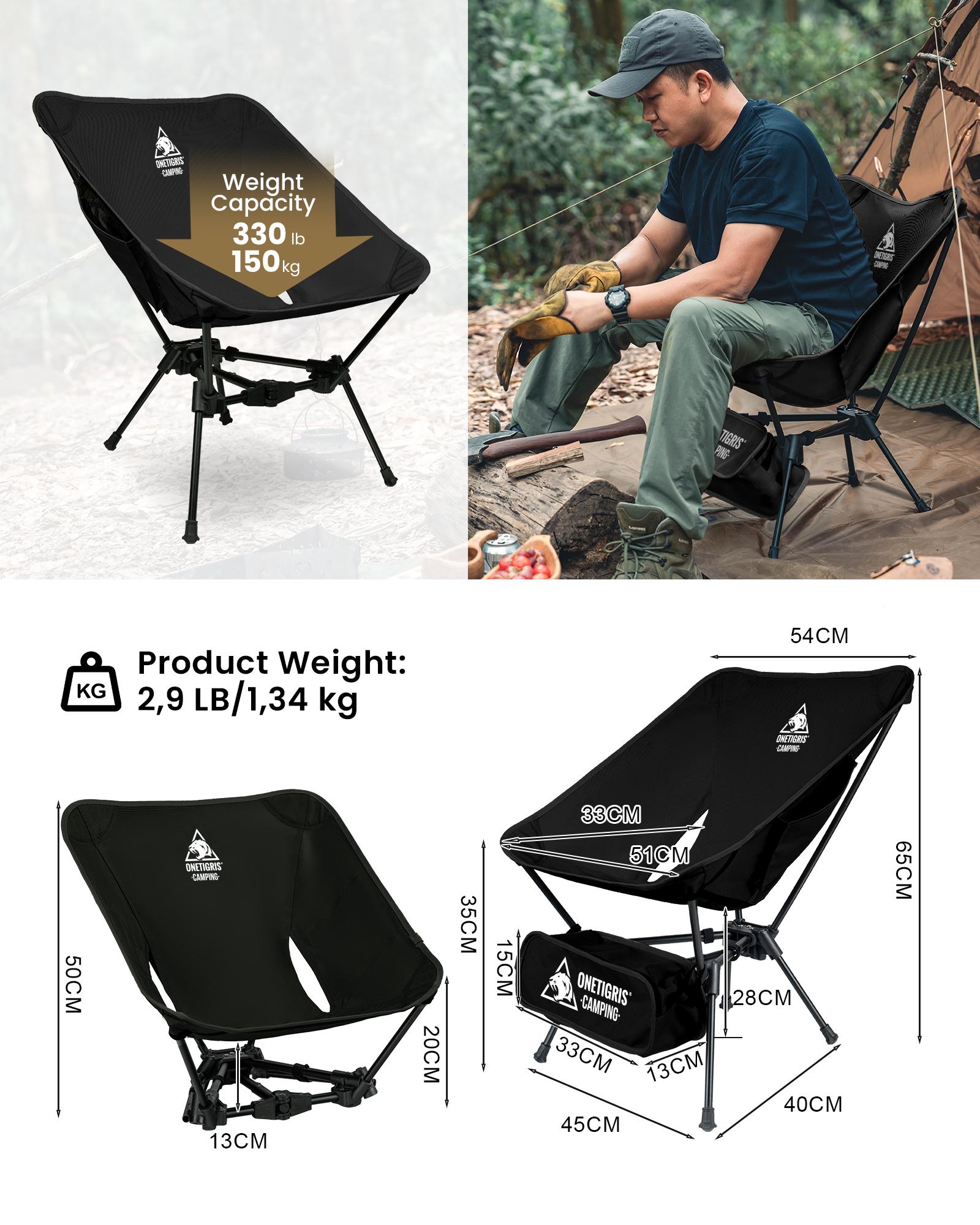 

OneTigris Tigerblade Camping Chair Foldable Outdoor Chair Triangle Framed Compact Portable Backpacking Hiking Chair чорний