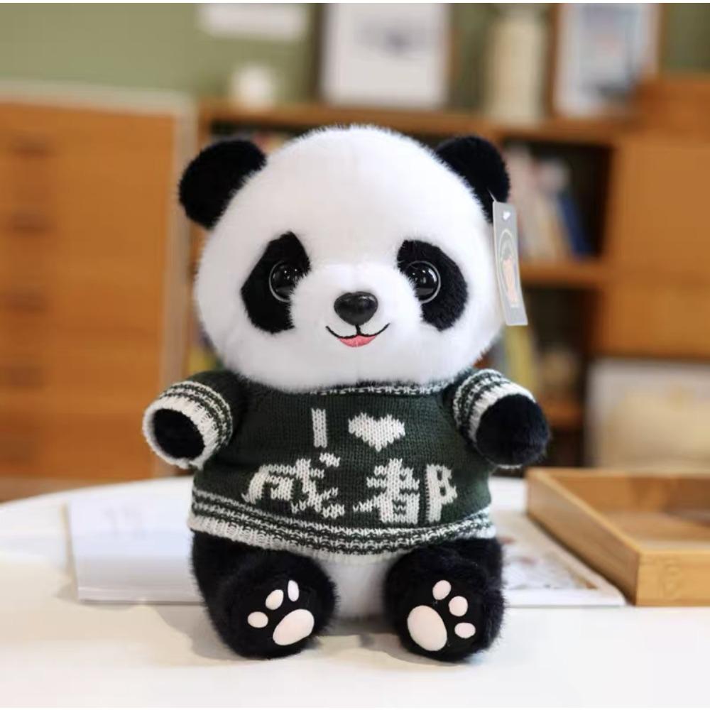 Cute sweater giant panda plush toy wholesale panda base Sichuan souvenir eight inch grab machine doll