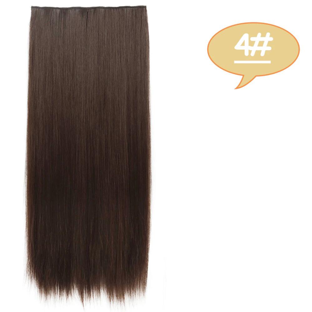 MISS WIG Lange bølgete frisyrer Syntetisk 5 Clip In Hair Extension 22 Tommer/32 Tommer Varmebestandige hårstykker Brun Svart