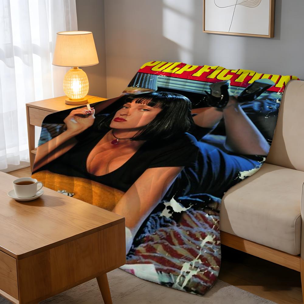 Throw High-Density Short Plush Blanket For Sofa Nap Air-Conditioned Room Soft Skin-Friendly Pulp Fiction Movie Anime