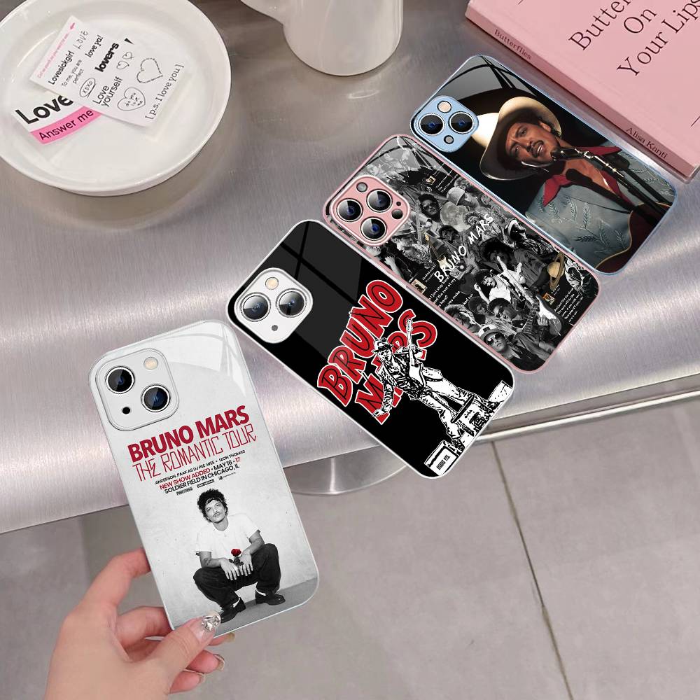 Célèbre Bruno Mars Le Romantique Pour IPhone 14 13 12 Mini 11 Pro XS Max X XR 14 Plus Coque en Verre Trempé