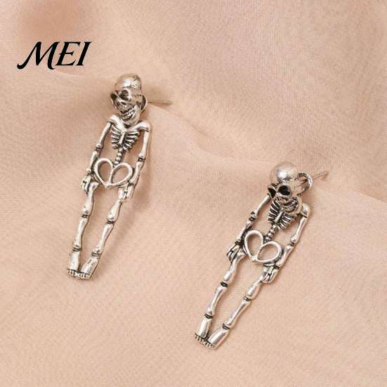 Dark Aesthetic Fashion Jewelry 2Pcs Skeleton Earrings for Women, Gothic Alloy Drop Earrings, Hypoallergenic Punk Detailed Three Dimensional