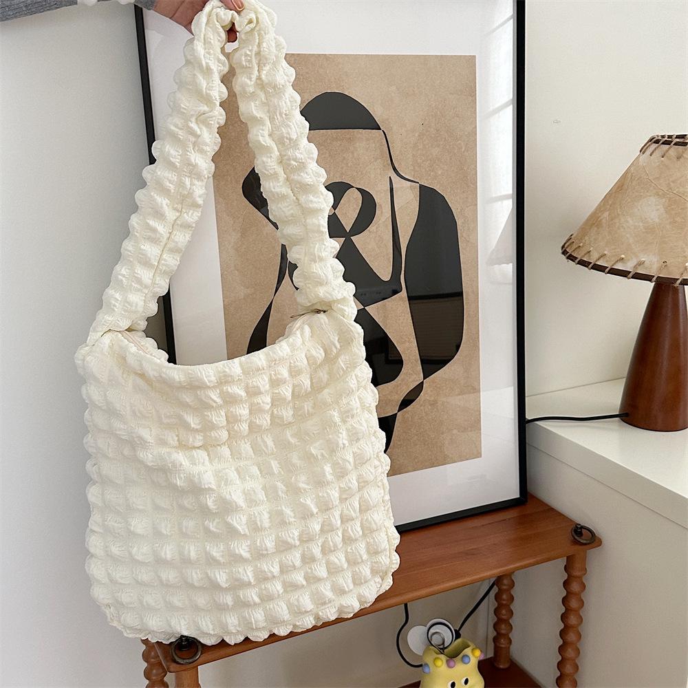 Bubble Pleated Large Capacity Crossbody Bag for Women - 2023 Canvas College Commuter Bag