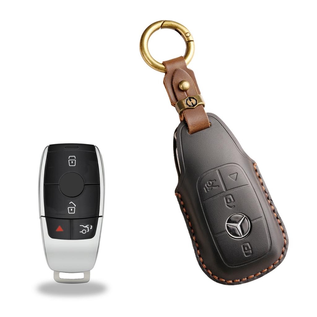 The new retro key bag is suitable for Mercedes-Benz high-end genuine leather car key cover cowhide pure handmade high-end shell