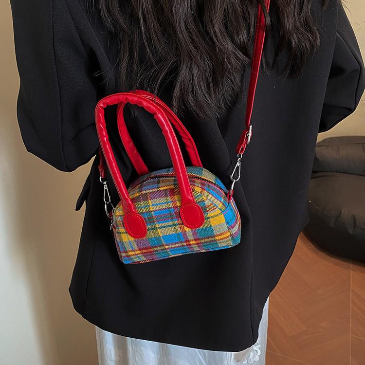 2025 Koreanischer Designer Damen Karomuster Umhänge- & Handtasche