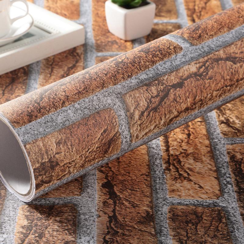 Black Retro Brick Wallpaper: Self-Adhesive, Waterproof, Moisture-Proof, Antique Tile Wall Sticker