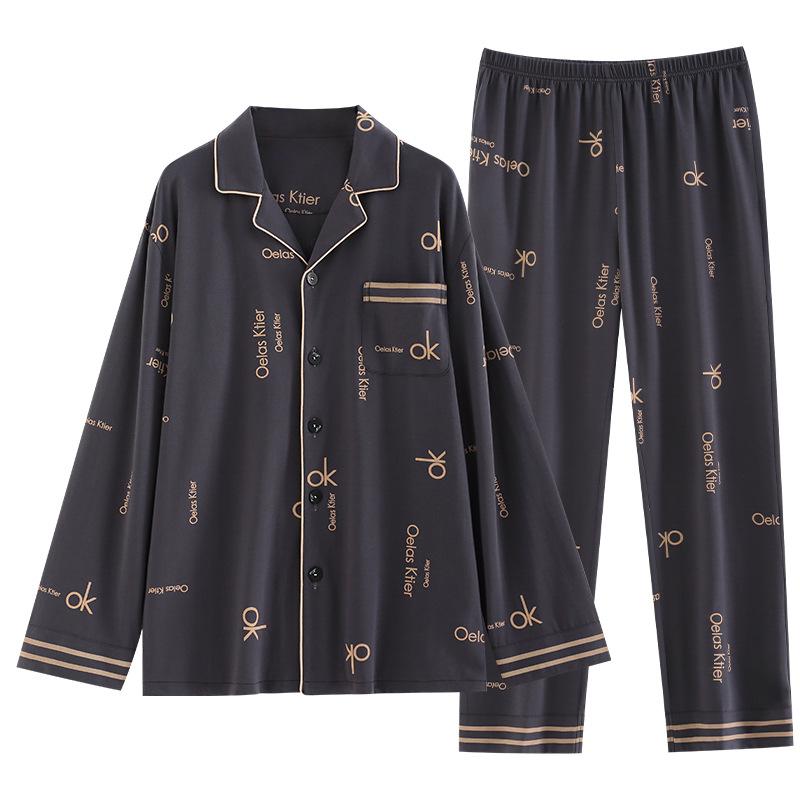 Pajamas Men'S Spring And Autumn Cotton Long Sleeve Men'S Autumn Men'S Wear Loungewear Suit