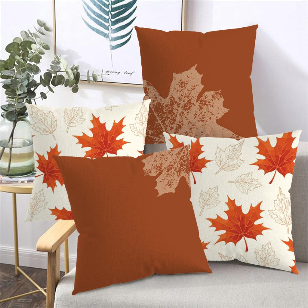 Autumn Maple Leaf Pattern Decorative Throw Pillows Polyester pillowcase, sofa decorative cushion cover, bedside throw pillow