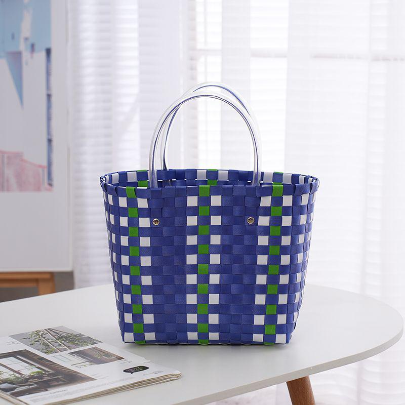 Handmade PVC Woven Bag: Versatile Home, Vegetable, Bath, and Beach Basket