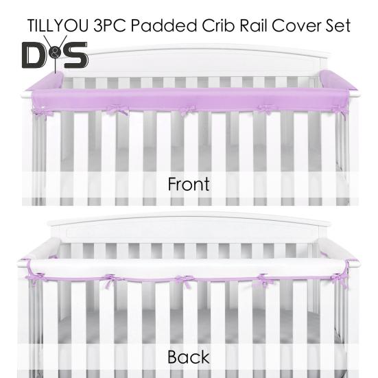 3Pcs Crib Rail Cover Reversible Crib Rail Edge Protector Soft Anti-Collision Teething Strip Universal Baby Crib Corner Guard Safety Bumper