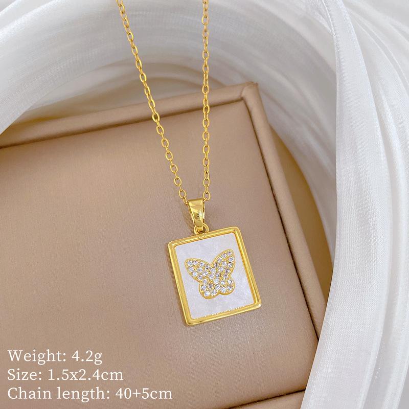 Kupfer-Mikro-Intarsien Leichter Luxus Mode Persönlichkeit Temperament Wunderschöne Voll-Diamant-Halskette Damen Vielseitige Schlüsselbein-Kette Titanstahl