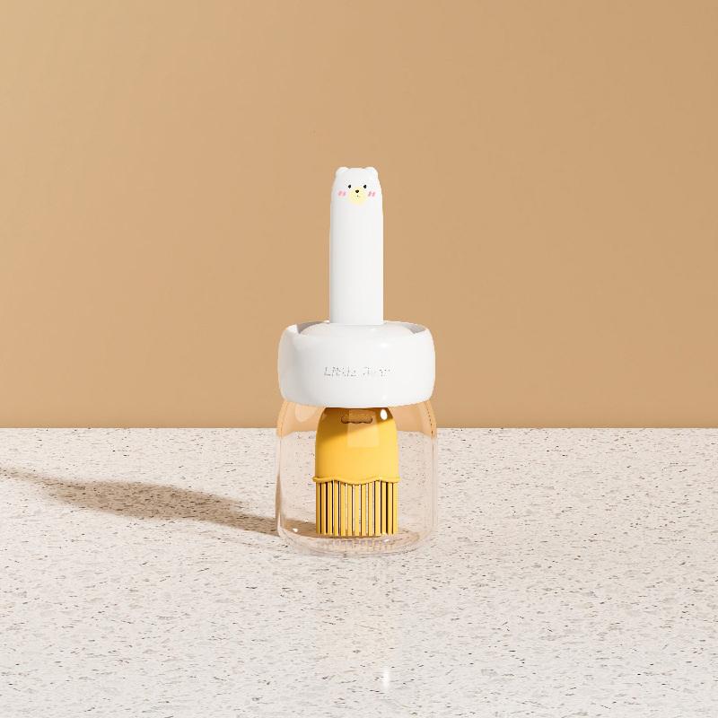 

Чехол для щетки с изображением медведя из мультфильма, интегрированная бутылка для масла, кухонный термостойкий силиконовый горшок для улицы