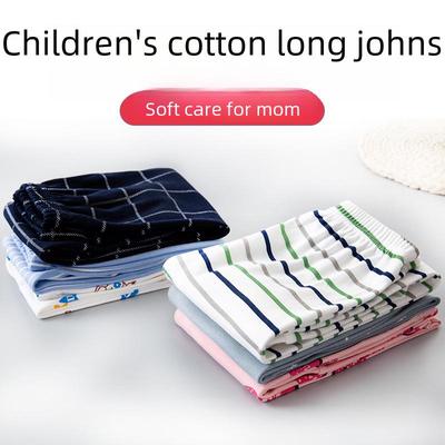 Pijamas de Algodão Infantil Cor Sólida Calças de Outono para Meninos e Meninas