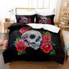 Roses and Skulls All Season Twin Bedding Set Single Twin Full Queen King Size Bed Set Aldult Kid Bedroom Duvetcover Sets Anime
