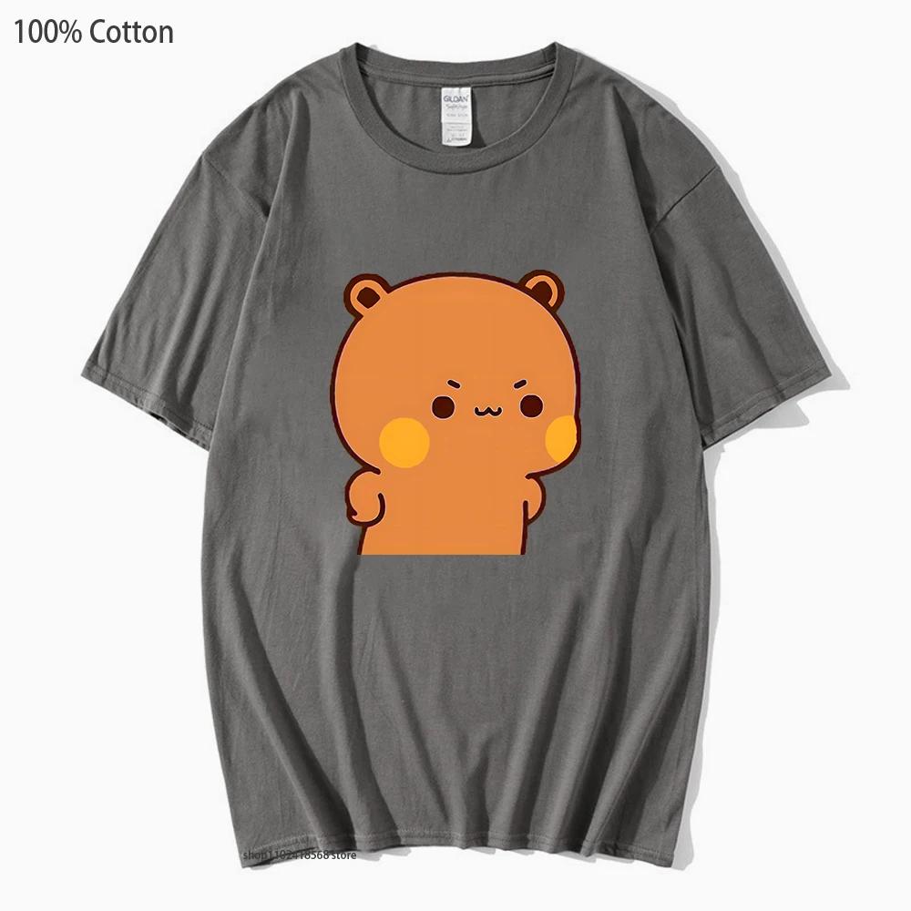 Cute Bubu Is Yelling At Dudu T-Shirts for Men's Shirt Women Couple Clothes 100% Cotton Summer Tees Panda Bear Tops