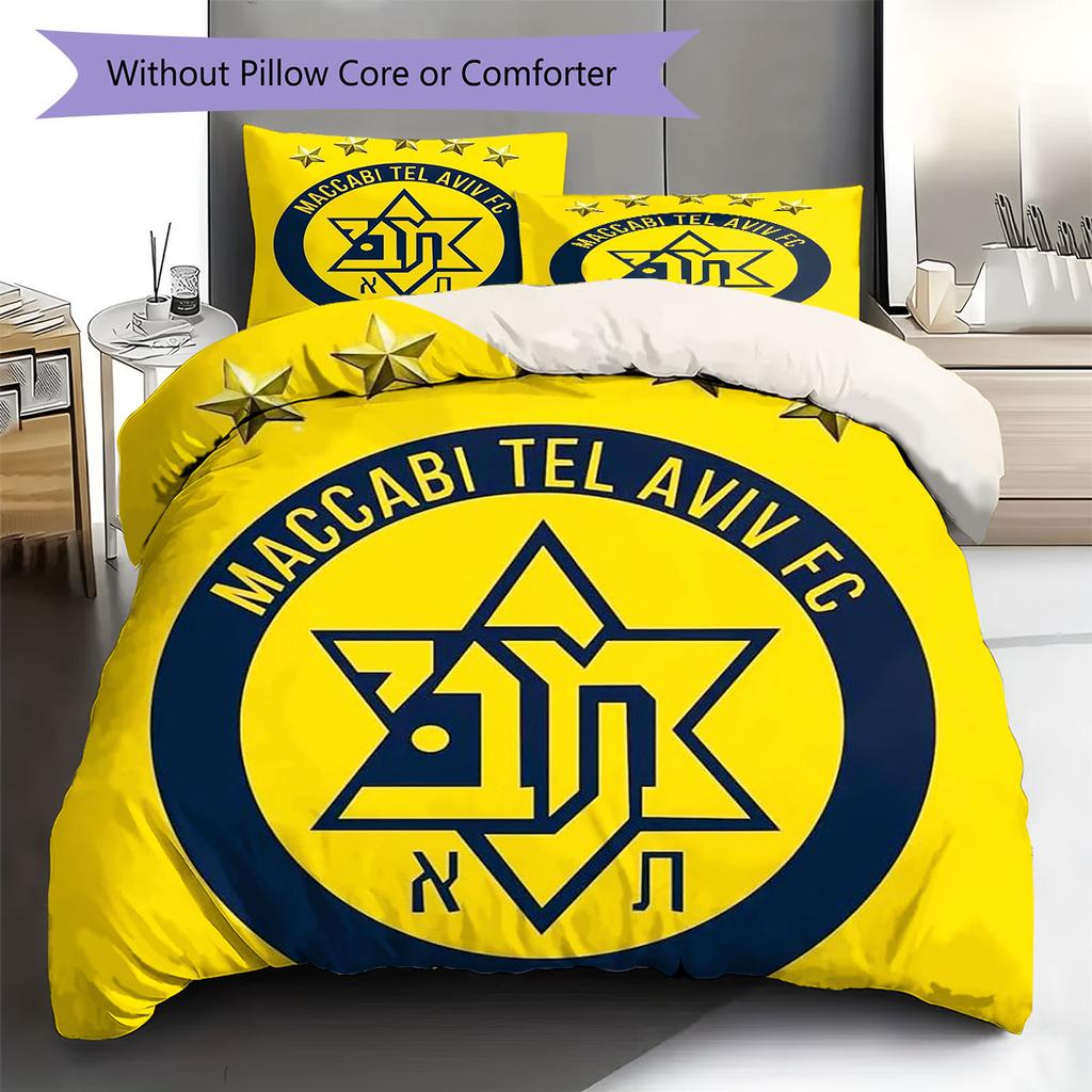 Maccabi Tel Aviv F.C Pattern Bedding,Quilt Set Quilt Cover Pillowcase Home Birthday Gift(1 * duvet cover + 2 * pillowcase, without core)