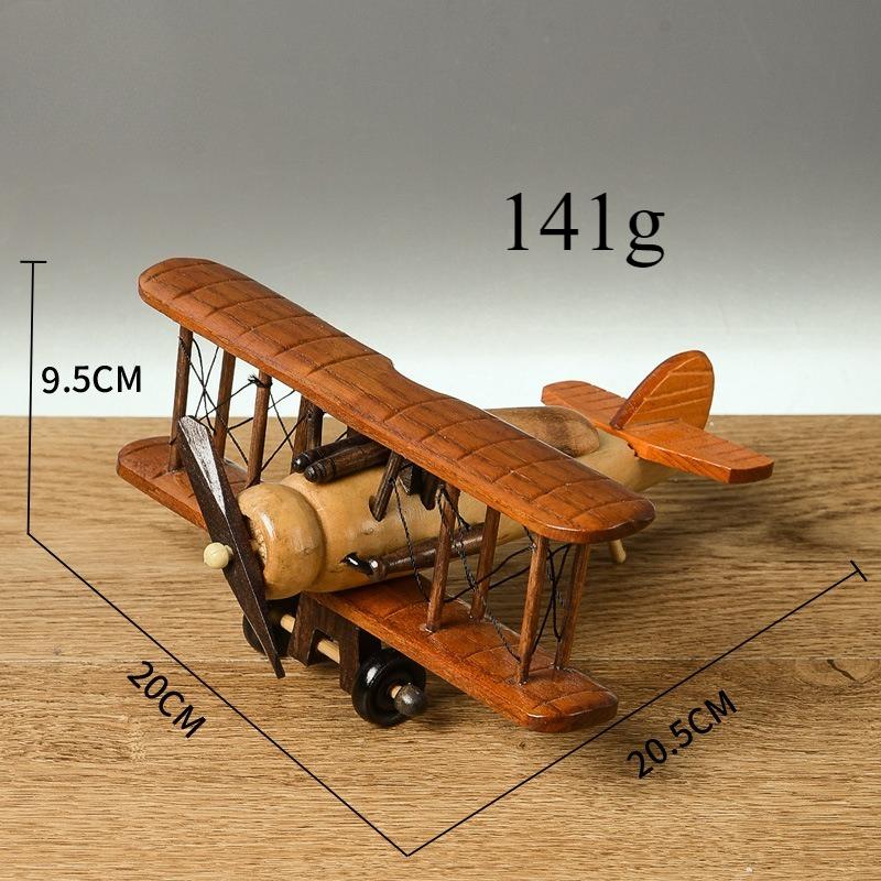 Modellino di Aereo Retro in Legno Fatto a Mano Vintage Decorazione da Scrivania Creativa Ornamenti Artigianali in Legno Unici per Interni Casa Ufficio