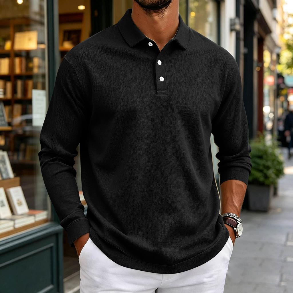 Herren Langarmhemd Button-Down-Kragen Farbe Entspannte Passform Lässig
